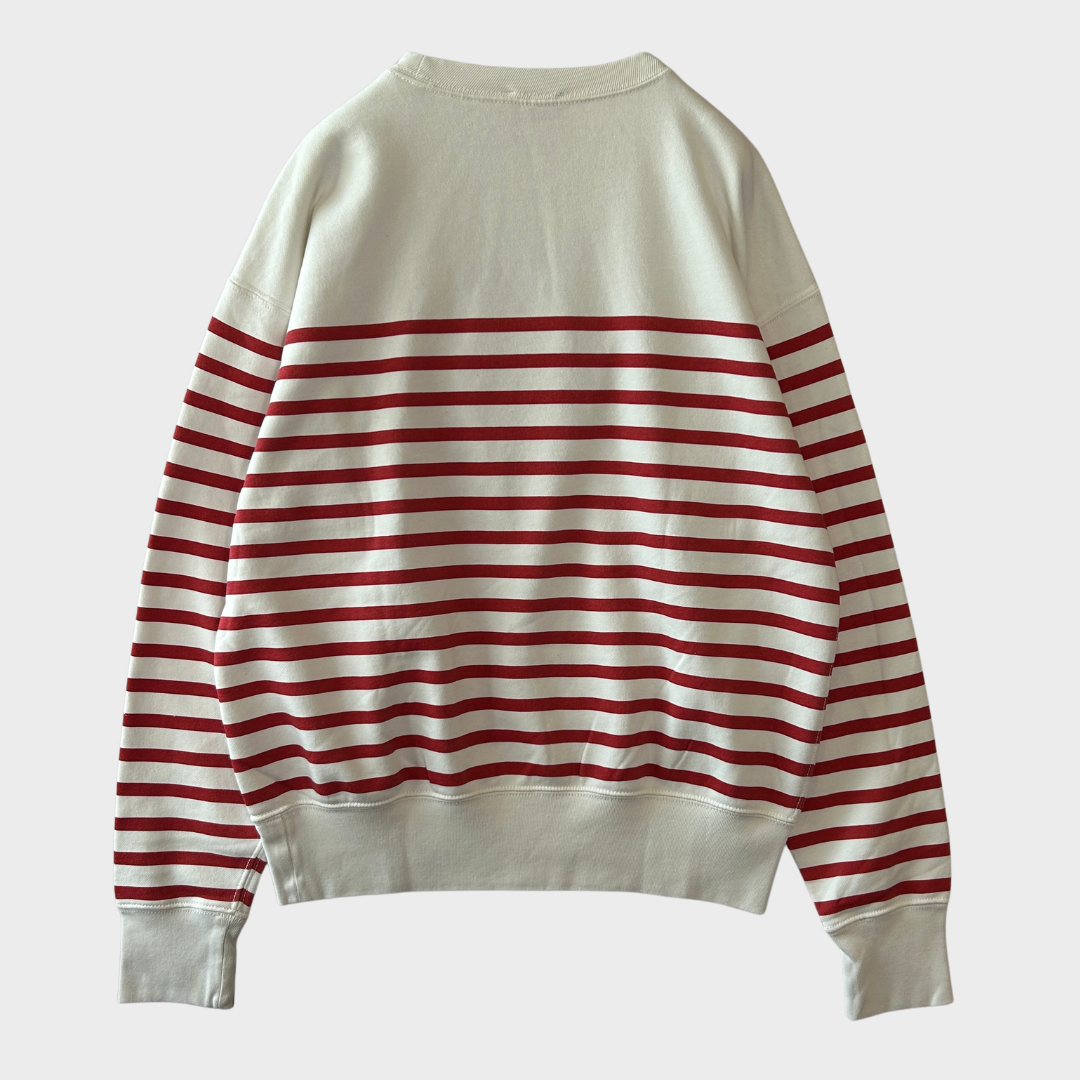 00's Ralph Lauren ラルフローレン ポロベア ボーダースウェット 白赤 (XL)/B1153S-SO