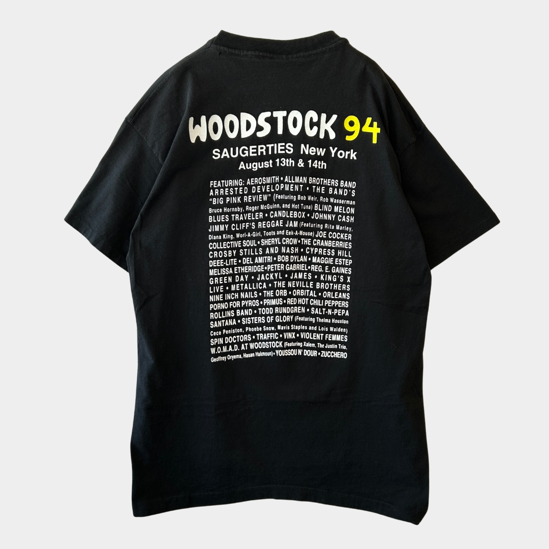 90's GEM WOOD STOCK94' ウッドストックフェス Tシャツ シングルステッチ 黒(XL)/A7380T-SO