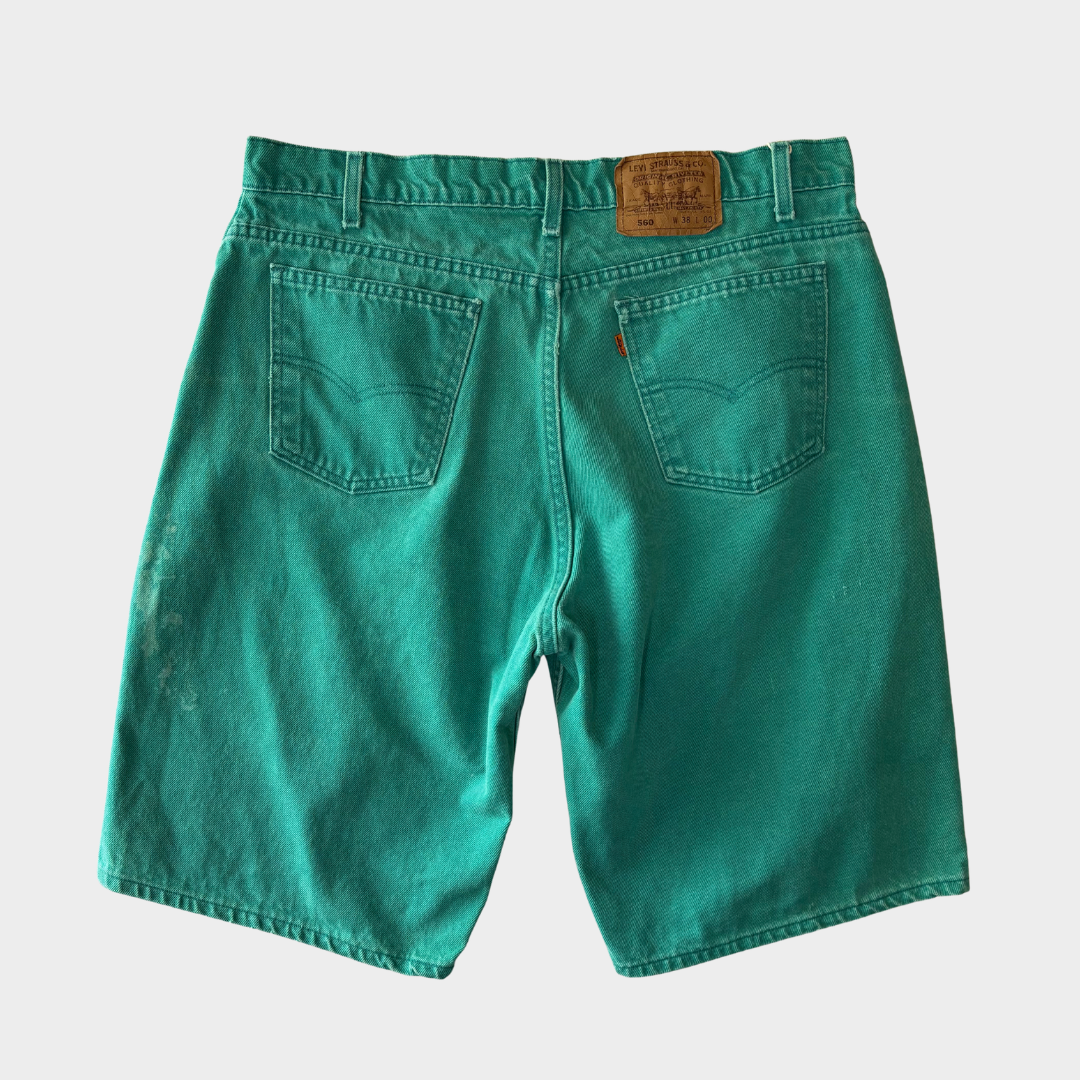 90's Levi's 560 リーバイス USA製 ショーツ ハーフパンツ オレンジタブ 緑 (W38)/B2701P-SO