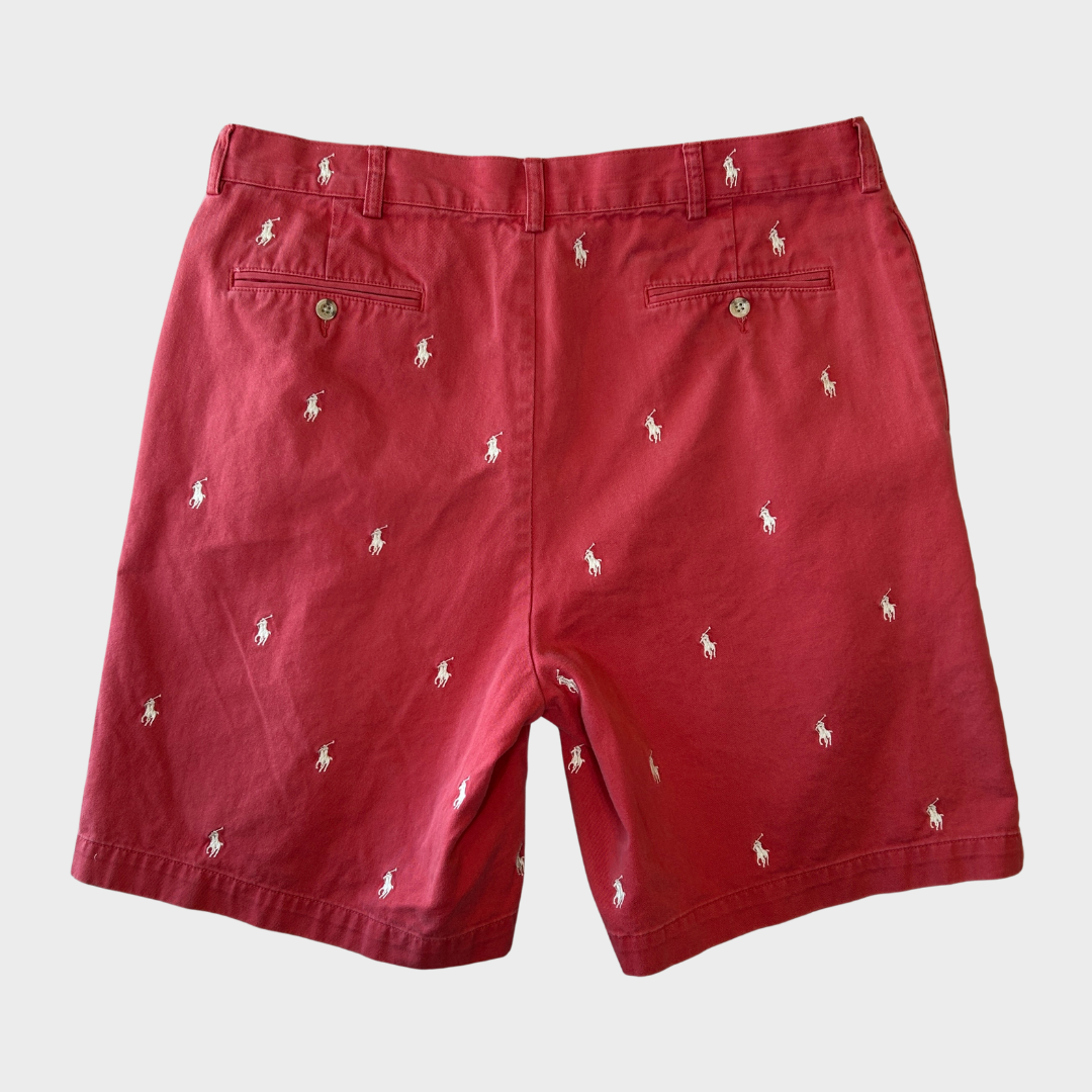 00's Polo Ralph Lauren ポニーロゴ柄 ショーツ ハーフパンツ 赤 38/A7316P-SO