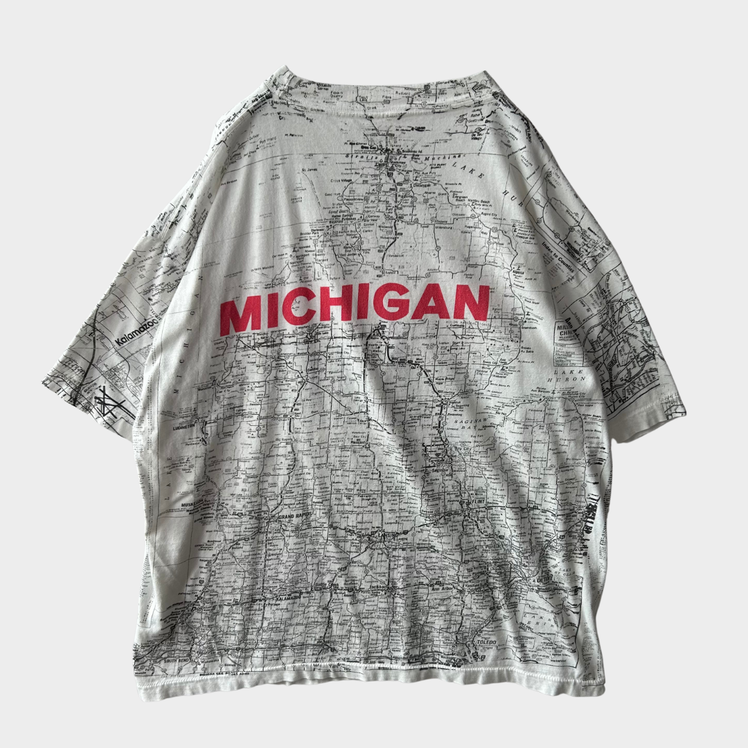 90's ACCORD MICHIGAN 地図Tシャツ 白 (サイズ不明)/B1934T-SO