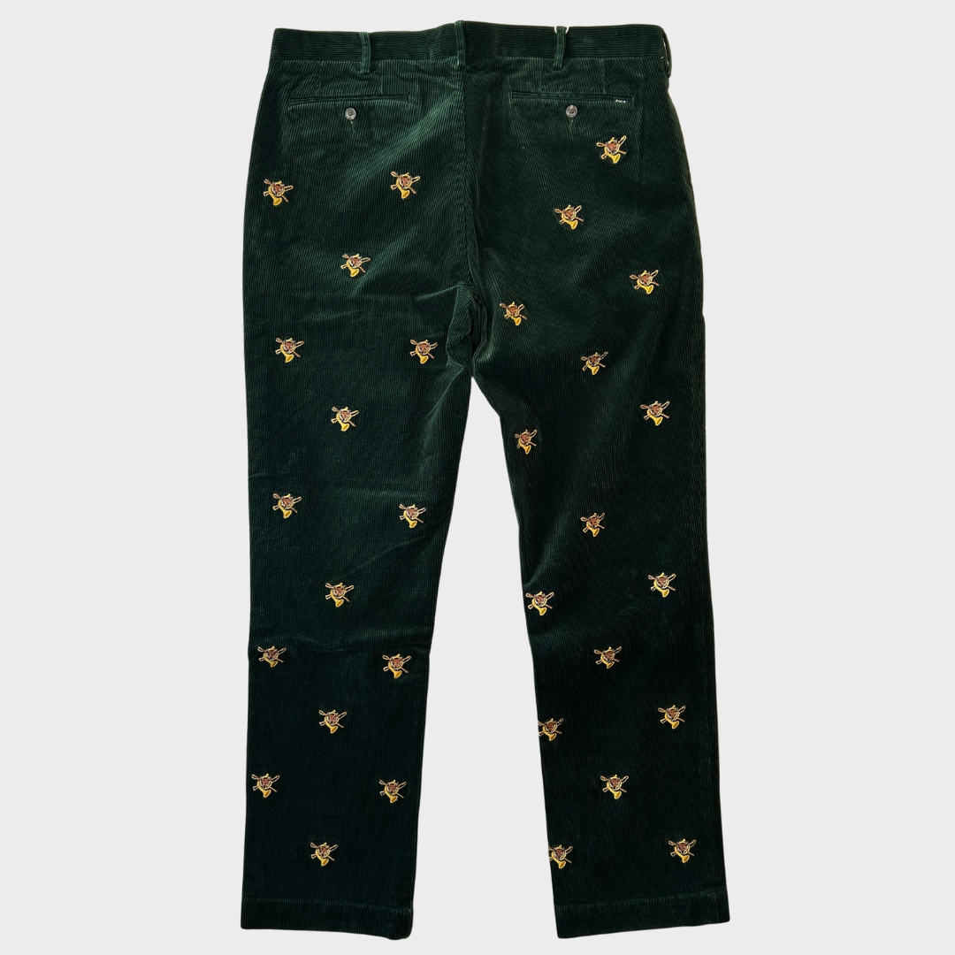 00's POLO Ralph Lauren ラルフローレン アニマル柄 コーデュロイパンツ 緑 (38×34)/A4914P-SO
