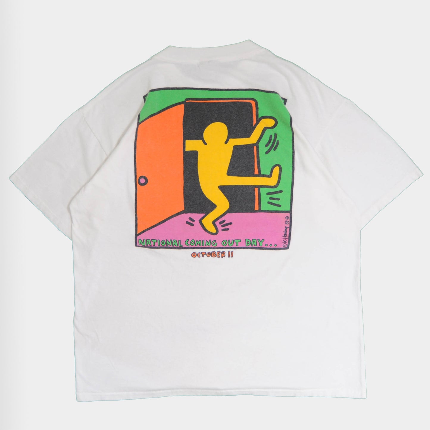 90's Keith Haring “NATIONAL COMING OUT DAY” Tシャツ (XL)/A3689T-S