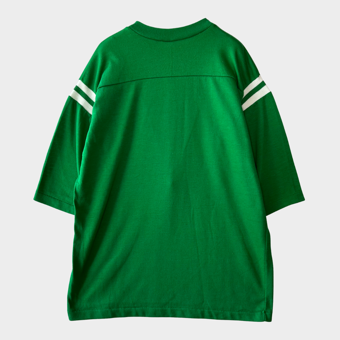 80's ARTEX CHEERS スヌーピー フットボールTシャツ 緑 (M)/A7207