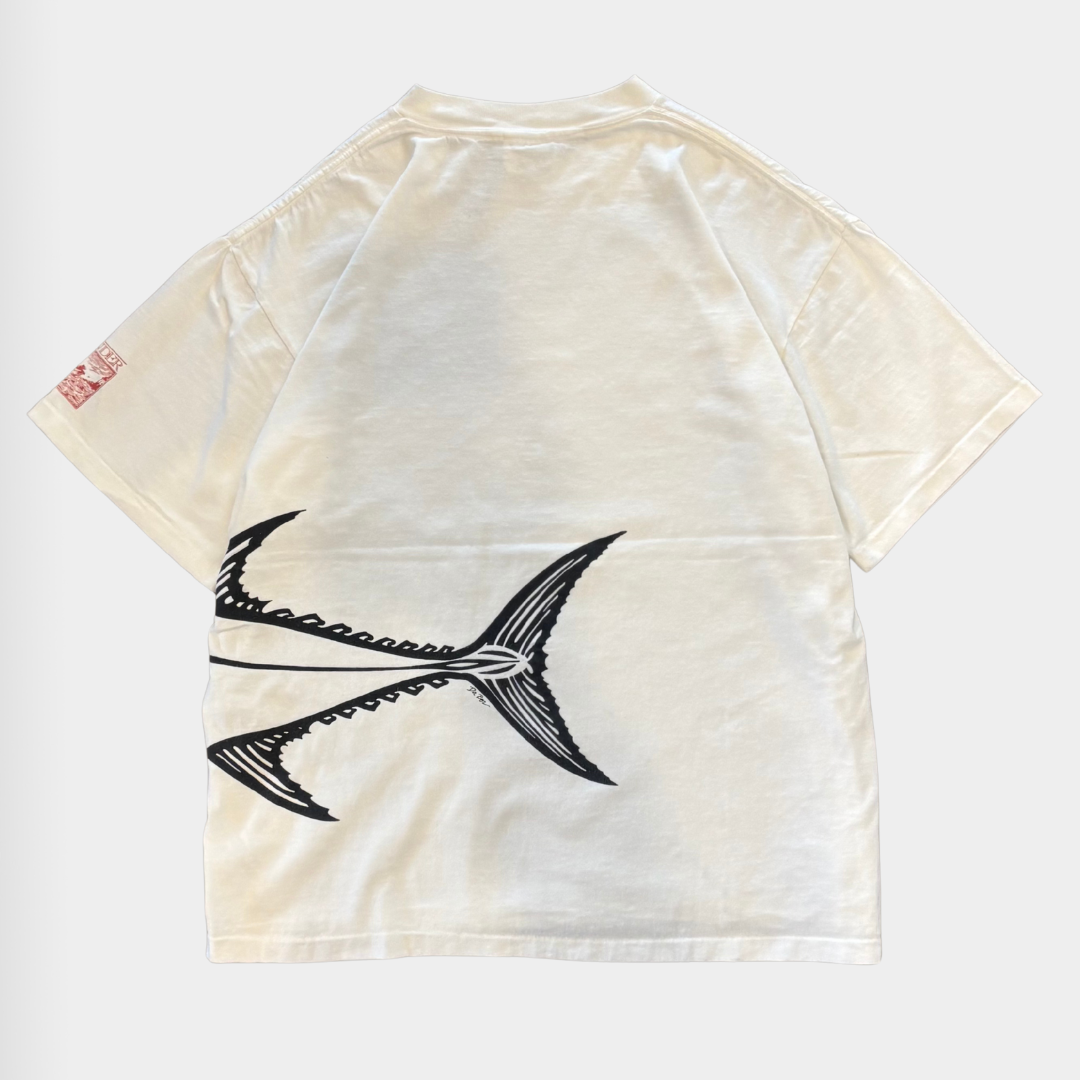 90's ONETIA EAST ENDER マグロ アートTシャツ 白(XL)/A4413T-SO