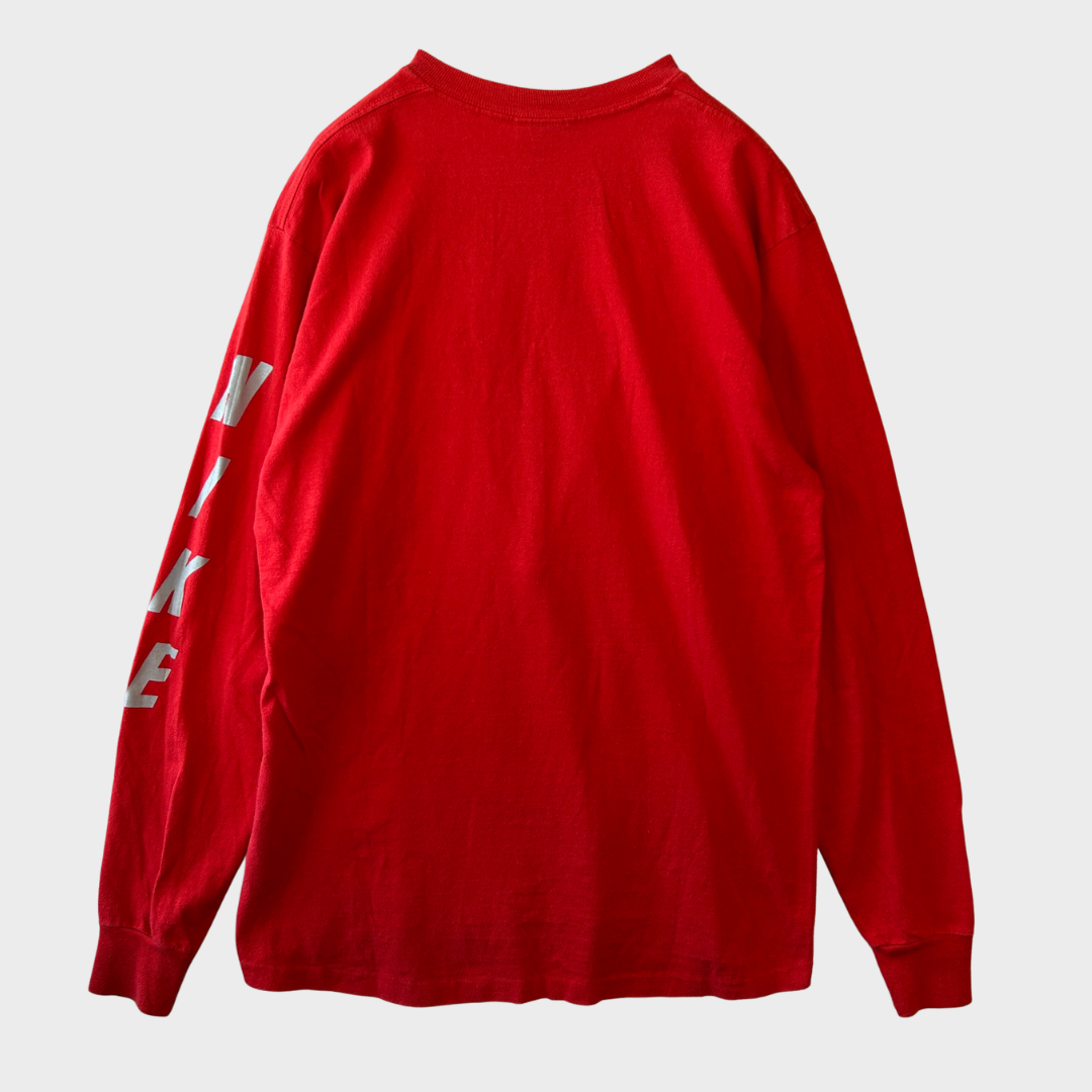 80's NIKE ナイキ ロゴ ロングTシャツ 赤 (M)/A8096T-SO