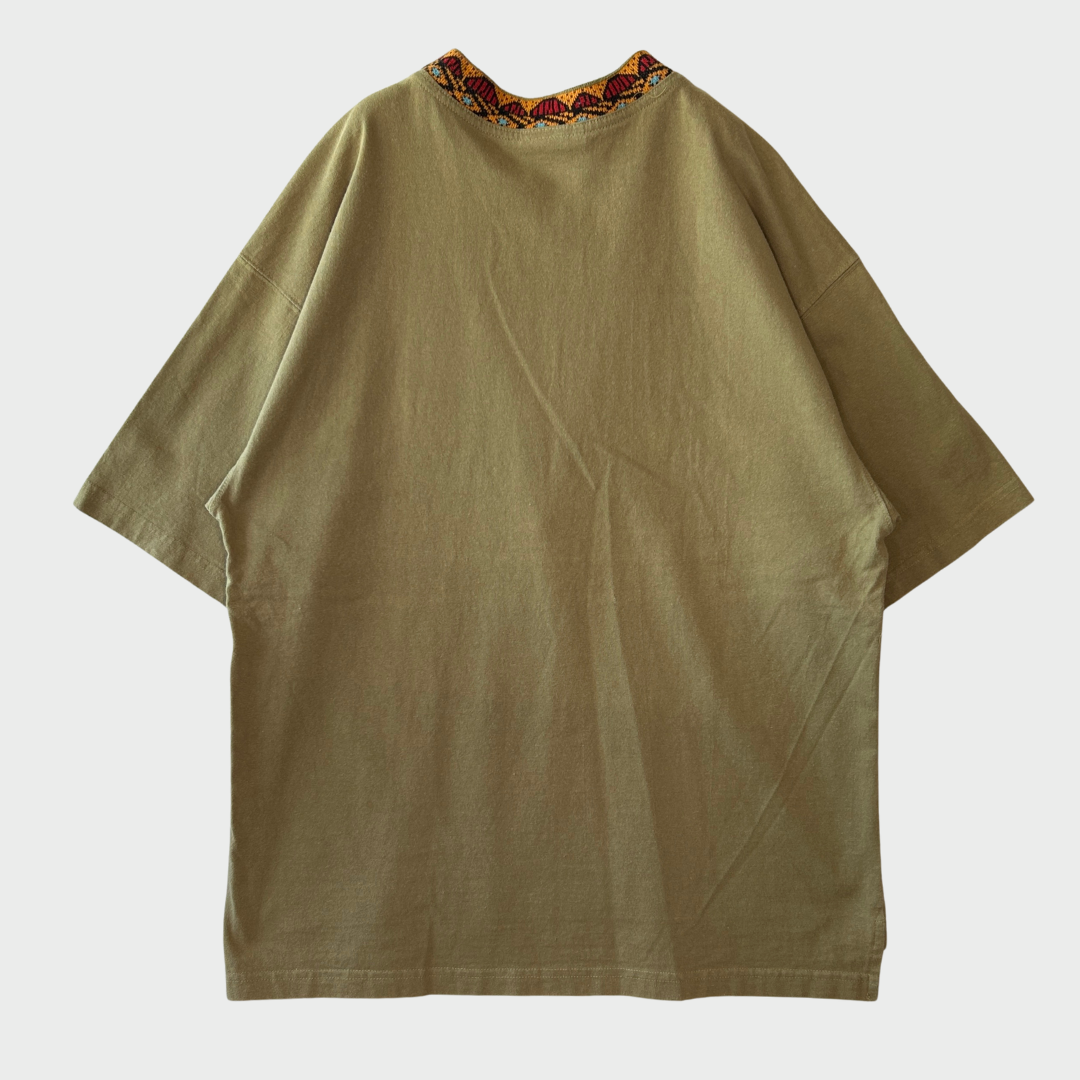 80's Jimmy'z 柄襟Tシャツ 黄土色 (M)/B2495T-SO