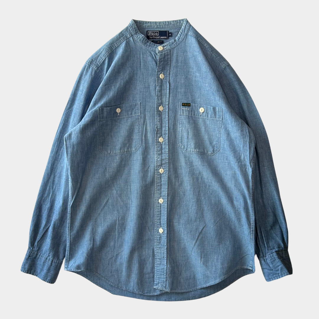 00's Polo by Ralph Lauren band collar shirt (M)/A6335SH-SO