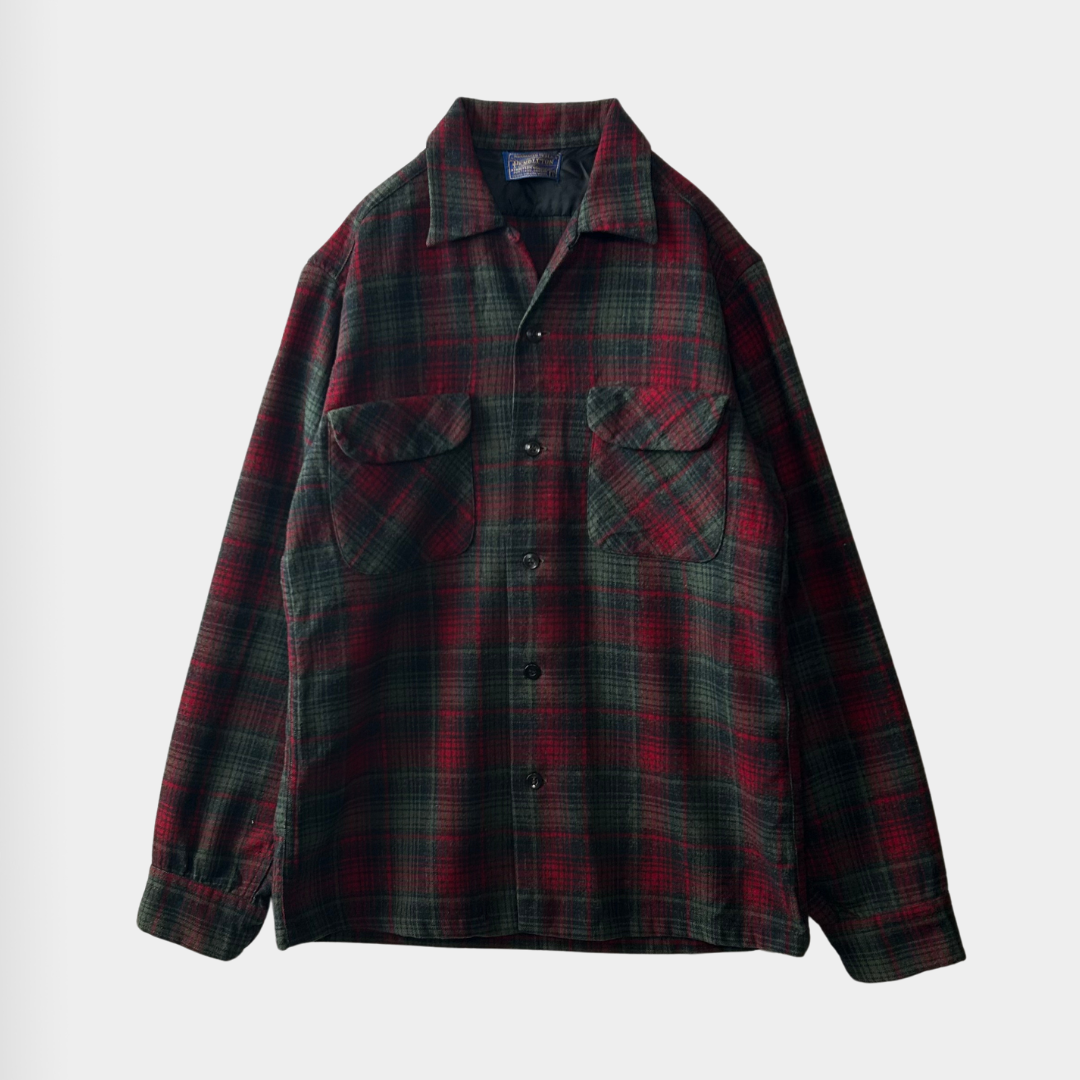 50’s PENDLETON ボードシャツ レッド ダークグリーン (S)/A5077SH-SO