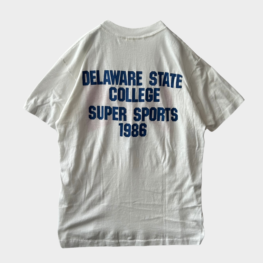 80's Budweiser バドワイザー カレッジTシャツ 白 (L)/A6435T-SO