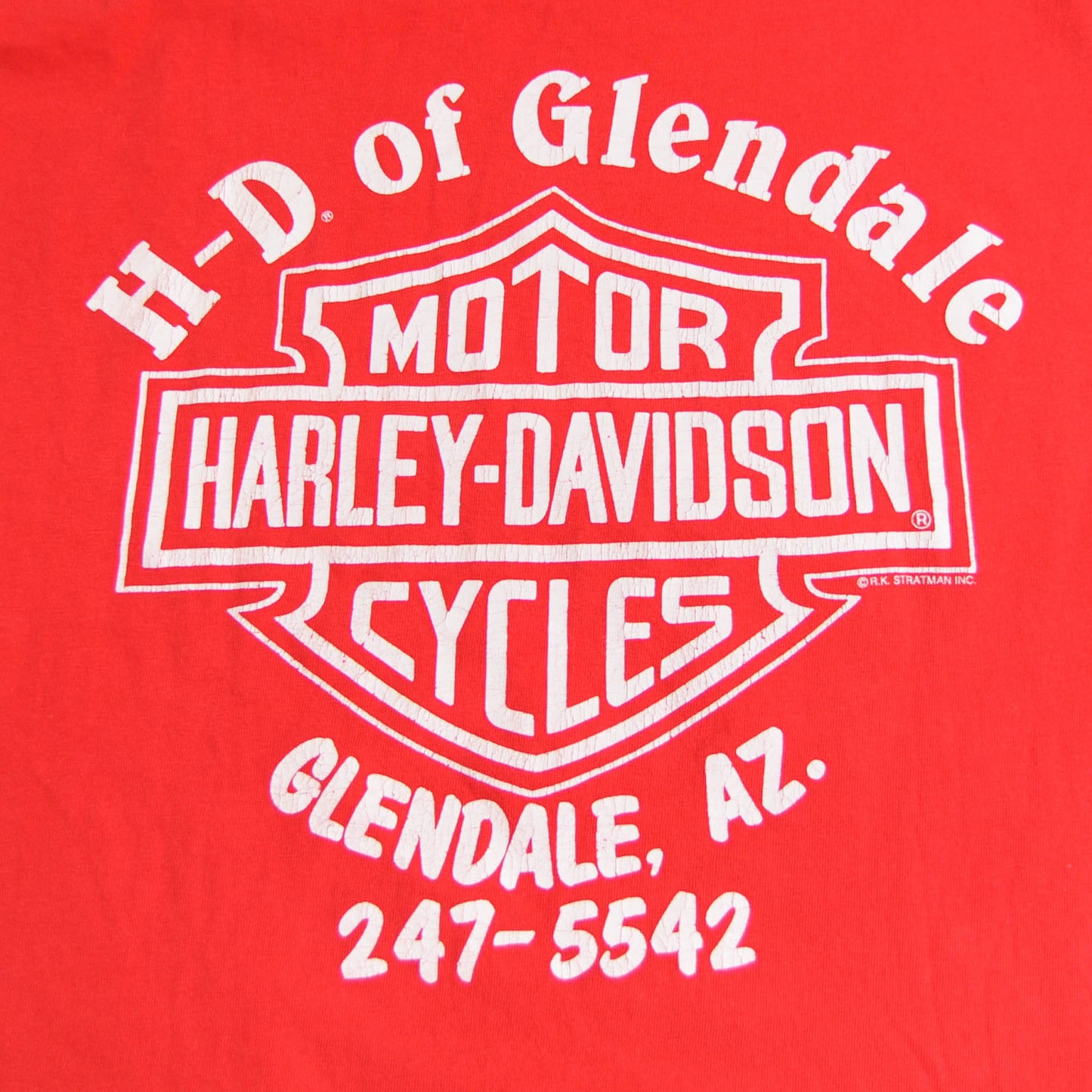 90's HarleyDavidson HDイーグル HーD of Glendale Tシャツ 赤(XL)/A4048T-SO