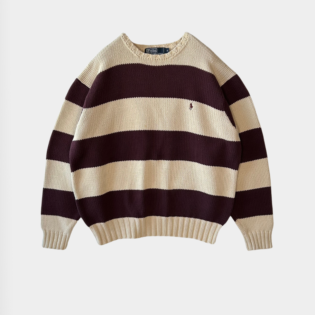 Polo Ralph Lauren ラルフローレン コットンニット ボーダー 茶 Polo Ralph Lauren ラルフローレン コットンニット ボーダー 茶
