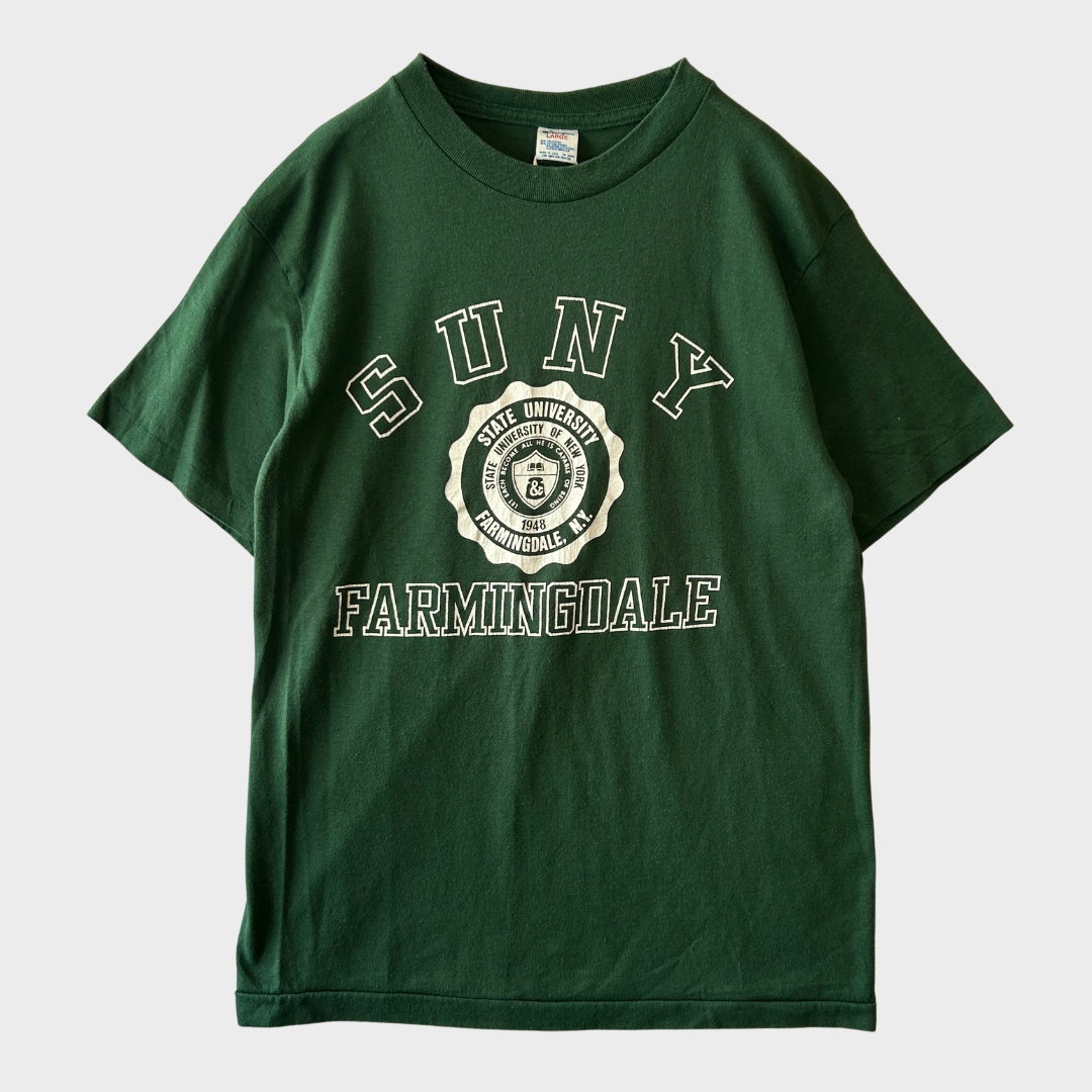 80's Champion SUNY FARMINGDALE カレッジTシャツ トリコ 緑(L)/A7306T-SO