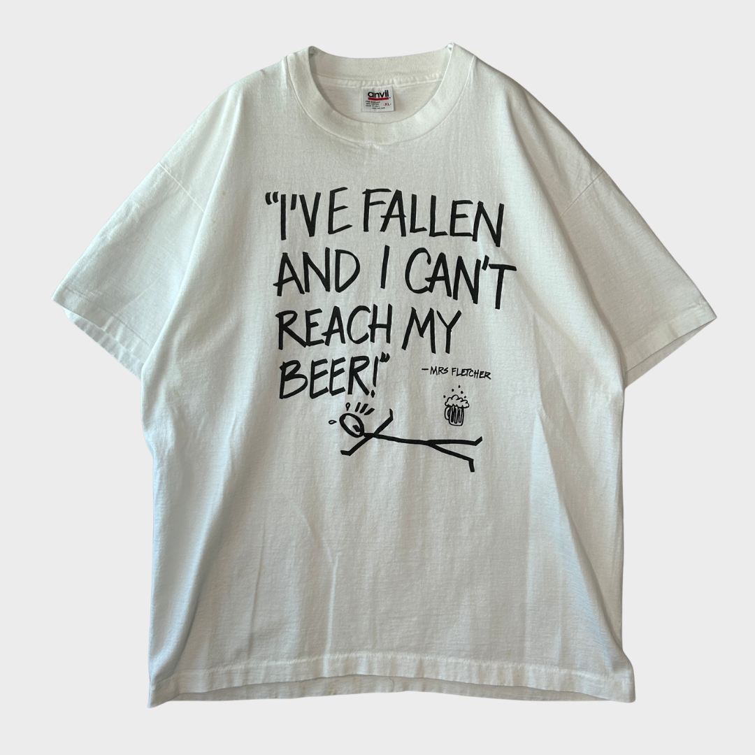 90's anvil Crazy Man アルコールTシャツ シングルステッチ 白 (XL)/B2797T-SO