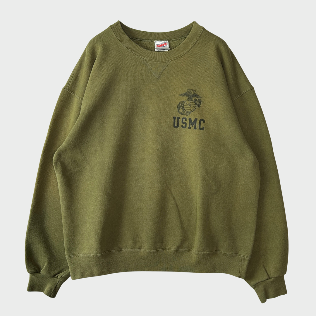 90's Soffe USMC ミリタリースウェット カーキ (L)/A7937S-SO