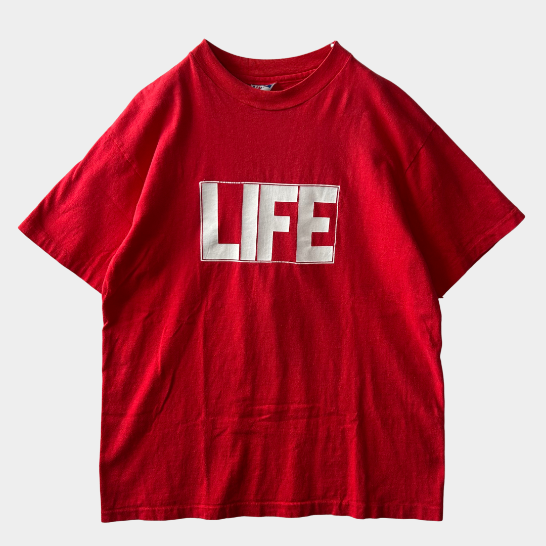 90's Hanes LIFE MAGAZINE ロゴTシャツ 企業T 雑誌 赤(L)/A6394T-SO