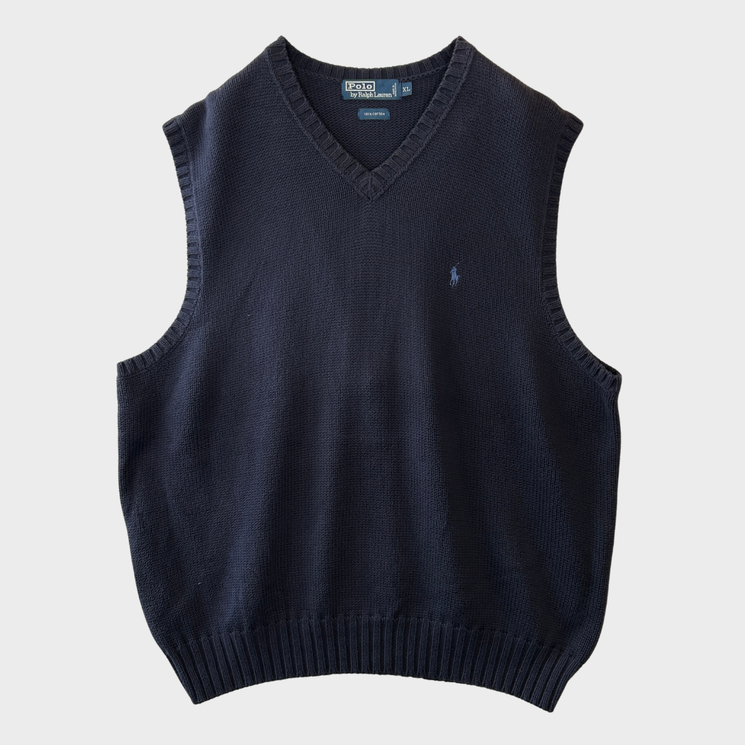 00's Polo by Ralph Lauren ラルフローレン ニットベスト 紺 (XL)/A7907V-SO