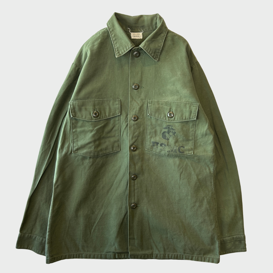 70's USMC ユーティリティーシャツ ステンシル OG 107 (15 1/2