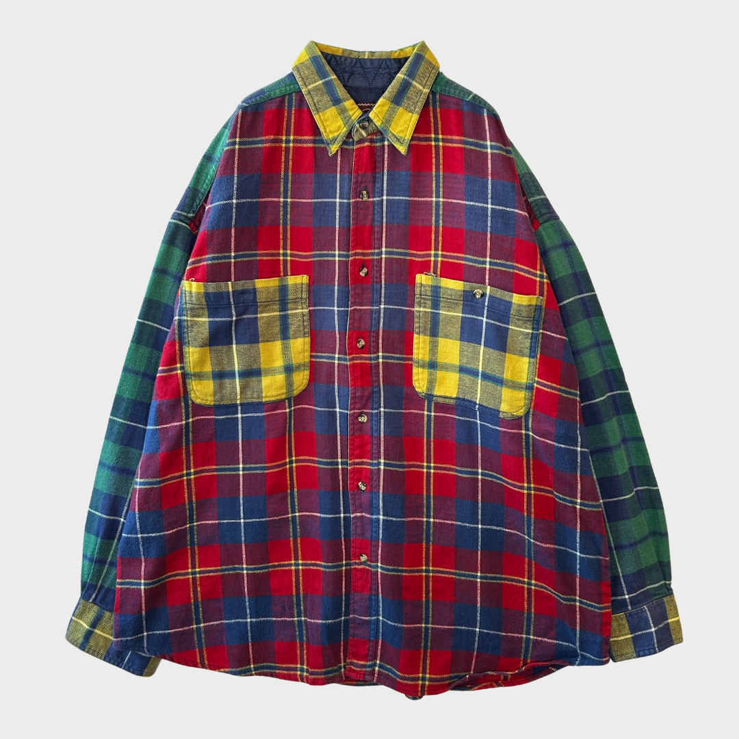 90's Field Style フランネルチェックシャツ マルチカラー 赤黄緑紺 (XL)/A5004SH-SO