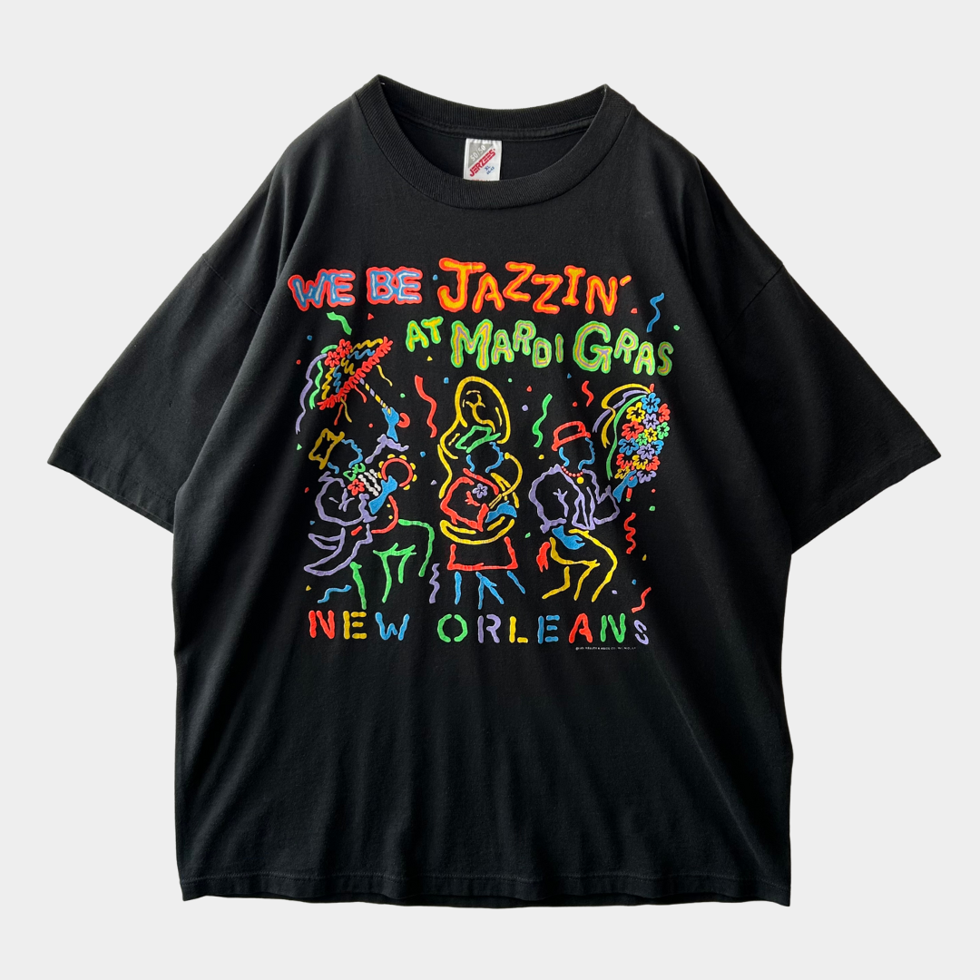 90's New Orleans JazzイベントTシャツ ネオンカラープリント(XL)/A4124T-S