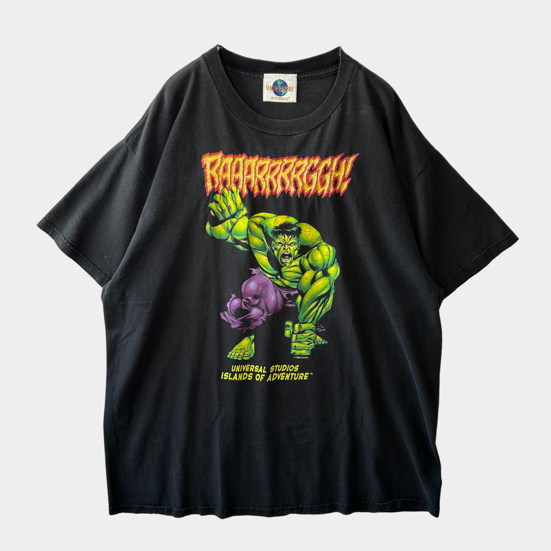 90's UNIVESAL STUDIOS マーベル ハルク キャラクターTシャツ 黒 90's UNIVESAL STUDIOS マーベル ハルク キャラクターTシャツ 黒