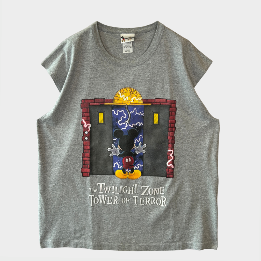 00's WALT DISNEY WORLD THE TWILIGHT ZONE TOWER OF TERROR ミッキー ノースリーブTシャツ グレー XL/B2142T-SO
