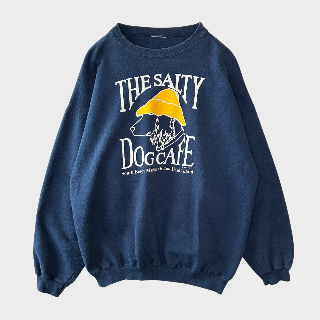 90's THE SALTY DOG CAFE プリントスウェット ネイビー サイズ不明 /A7851S-SO