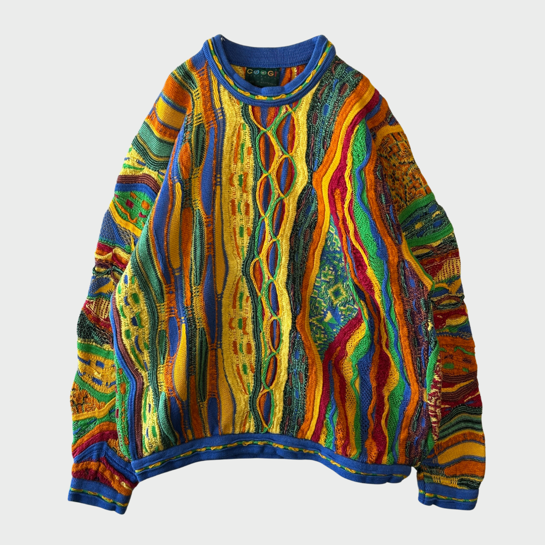90's COOGI クージー 総柄 3Dニット セーター マルチカラー (S