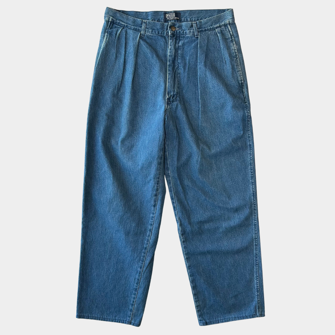 90's Polo Ralph Lauren "POLO DENIM" 2タックデニムスラックス USA製 (32×34)/A5334P-SO