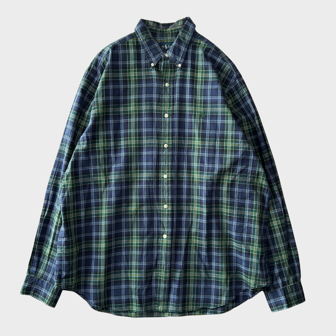 00's Ralph Lauren ラルフローレン チェックシャツ CRASSIC FIT 青緑黄白 (XL)/A2339SH-SO