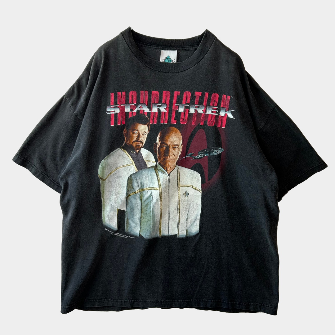 90's STAR TREK スタートレック ムービーTシャツ 黒(XL)/A6995T-SO
