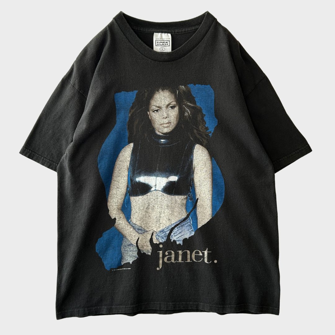 Vintage 98年ジャネット・ジャクソンツアーTシャツ黒XL相当 90's Janet Jackson ジャネット・ジャクソン all over the Planet