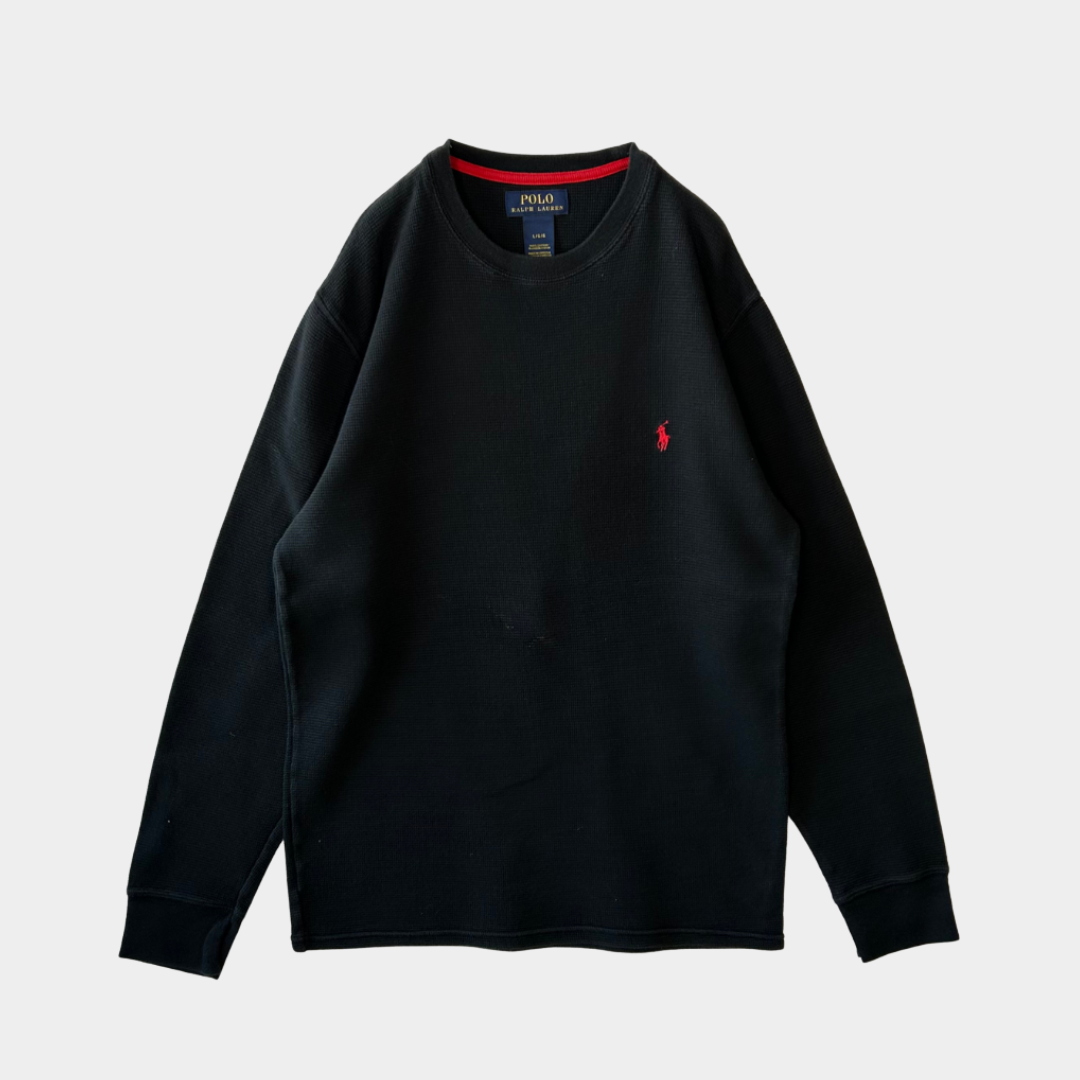POLO RALPH LAUREN サーマルシャツ 黒 (L)/B1342T-SO