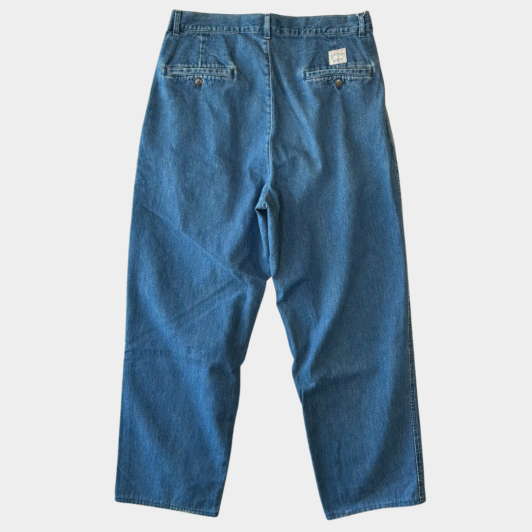 90's Polo Ralph Lauren "POLO DENIM" 2タックデニムスラックス USA製 (32×34)/A5334P-SO