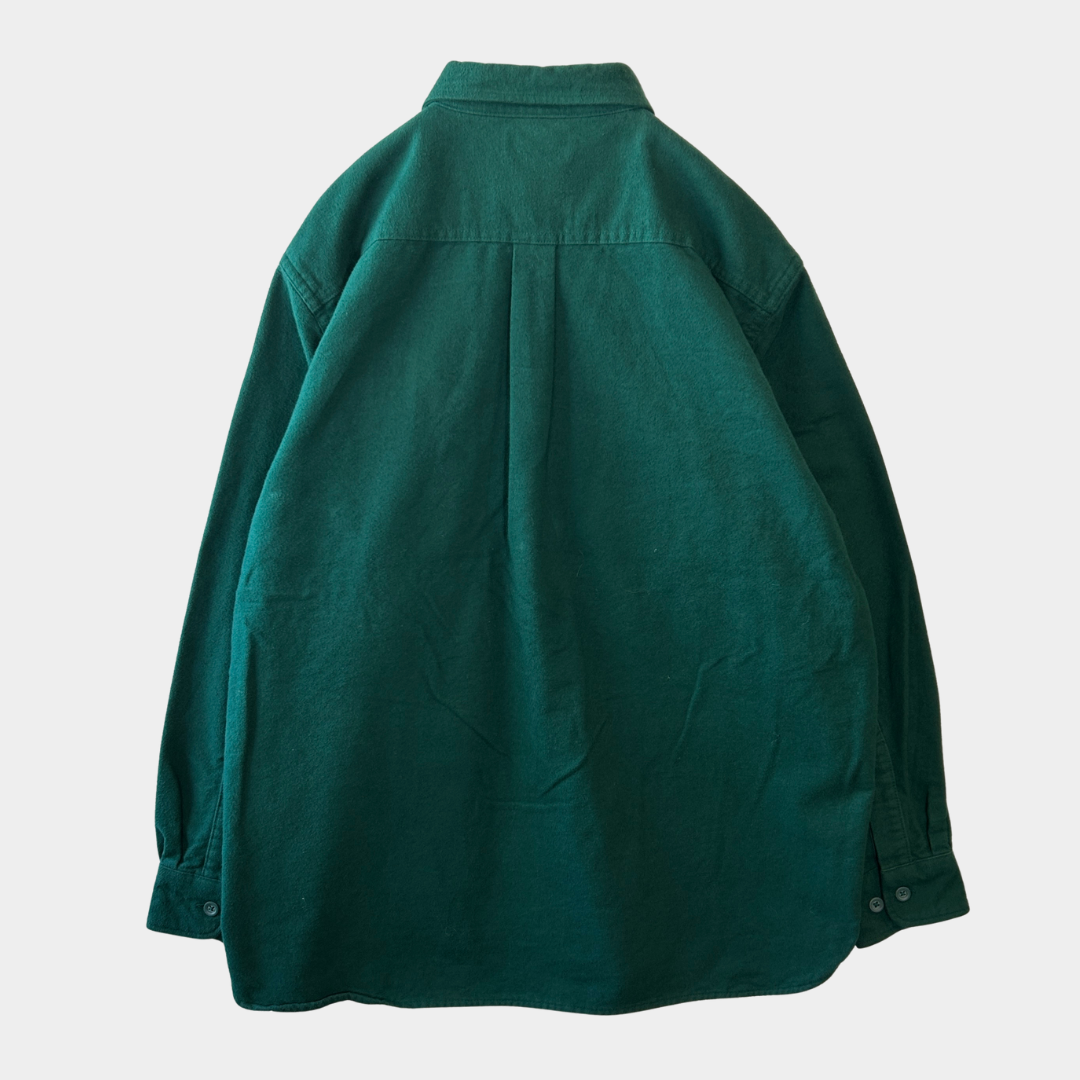 00's L.L.Bean エルエルビーン シャモアクロスシャツ 無地 グリーン(L)/A8652SH-SO