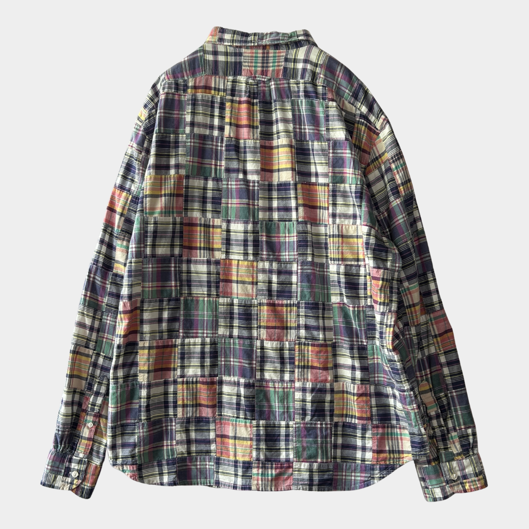00's J.CREW ”RELAXED FIT" check shirt パッチワーク チェックシャツ (XL)/A7949SH-SO