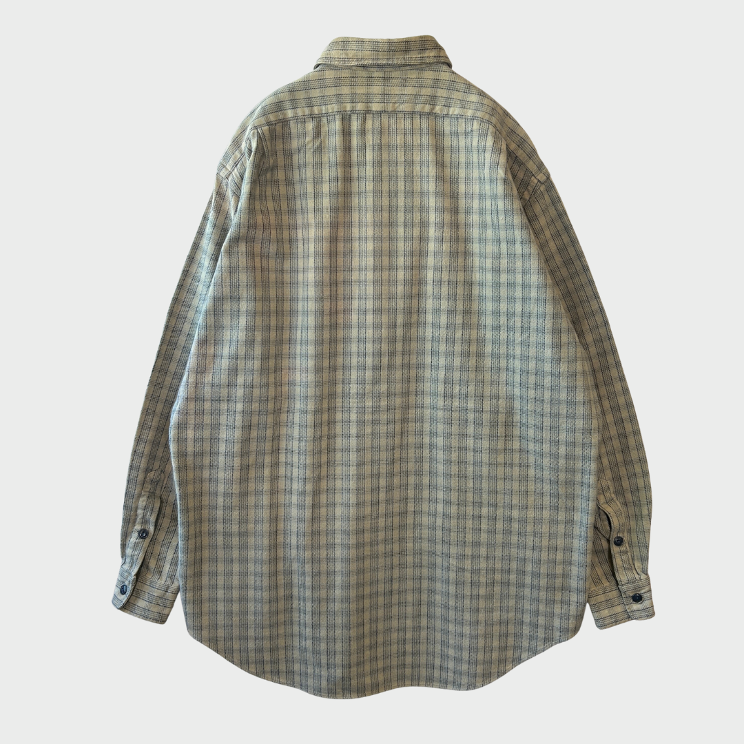 90's RRL ラルフローレン フランネルシャツ チェック グレー青 (L)/A7531S-SO