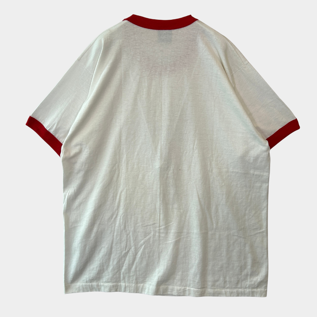 80's SCREEN STARS MR.FIX IT Handyman リンガーTシャツ ハンマーヘッド 赤白(XL)B2745T-SO
