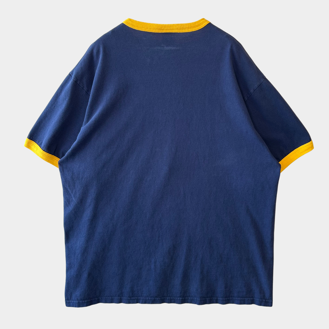 00's STUSSY ステューシー リンガーTシャツ 紺黄(XL)/B2538T-SO