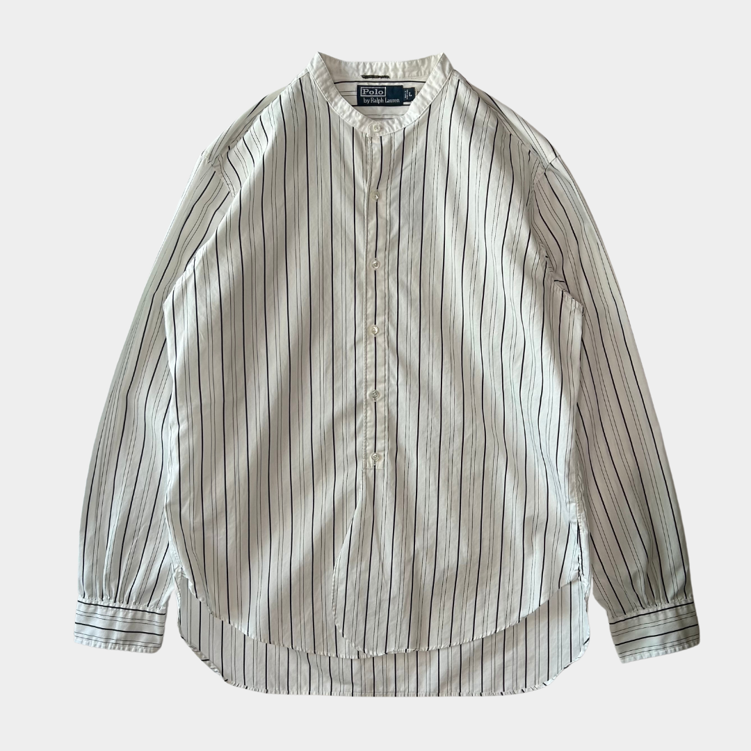00's Polo by Ralph Lauren band collar shirt (L)/A6336SH-SO