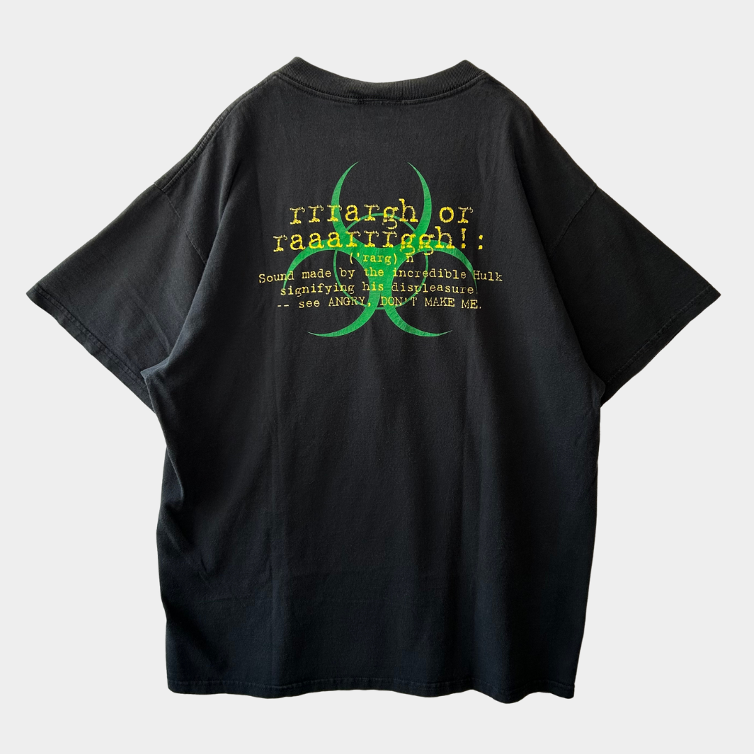 90's UNIVESAL STUDIOS マーベル ハルク キャラクターTシャツ 黒(XL)/A6531T-SO