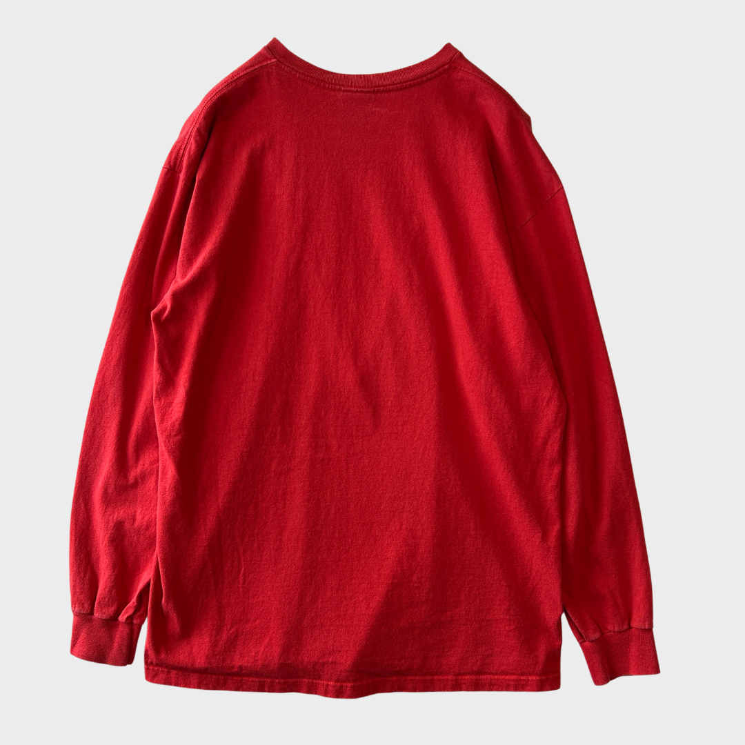 00's Stussy ステューシー スカル プリント ロングTシャツ 赤 (L)/B2074T-SO