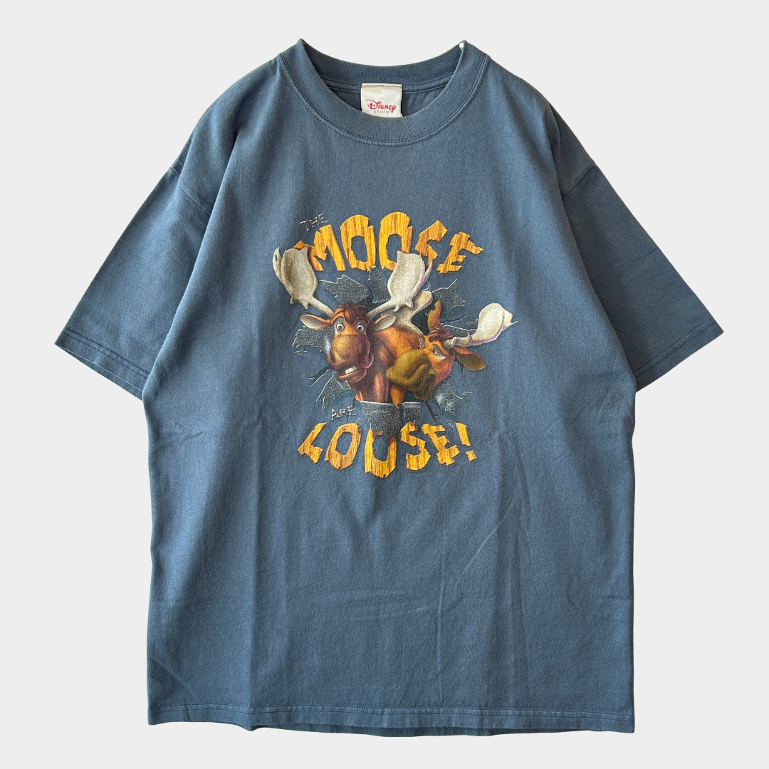00's DISNEY Brother Bear THE MOOSE ARE LOOSE!プリントTシャツ ネイビー M/B2694T-SO