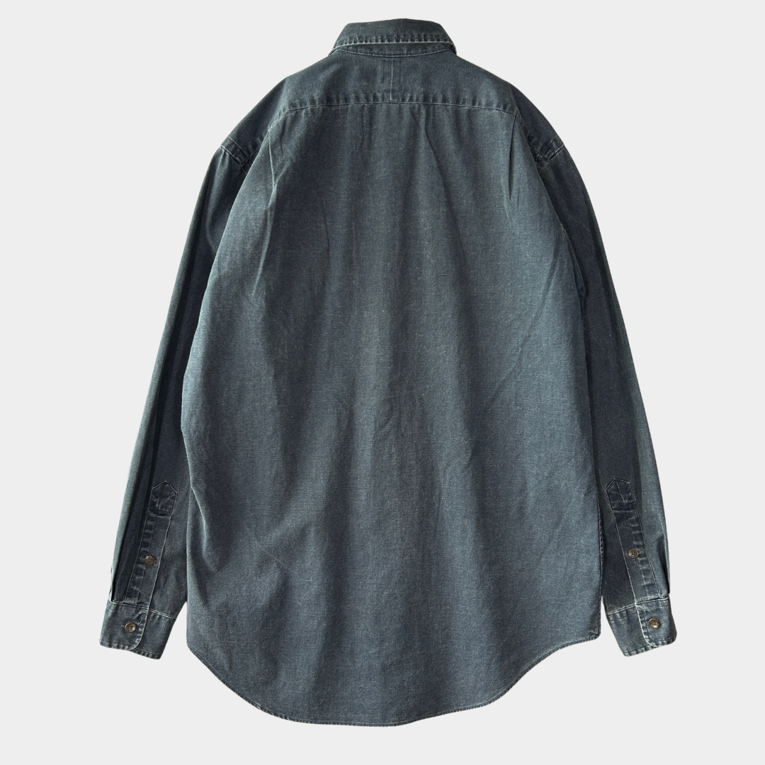 00's Ralph Lauren ラルフローレン コットン ワークシャツ グレー (M)/B2912SH-SO