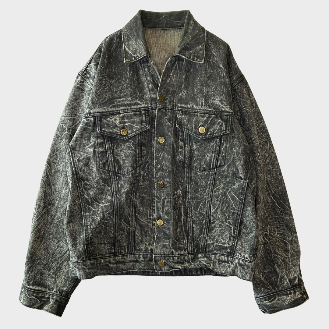 00's Guess ウォッシュ加工 デニムジャケット 黒 (XL)/A8490J-SO