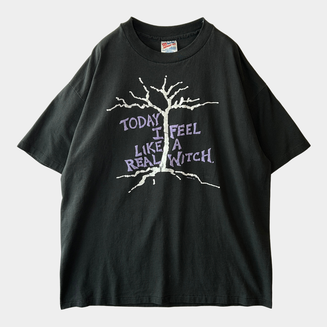 80's Hanes メッセージTシャツ シングルステッチ 黒(XL)B2807T-SO