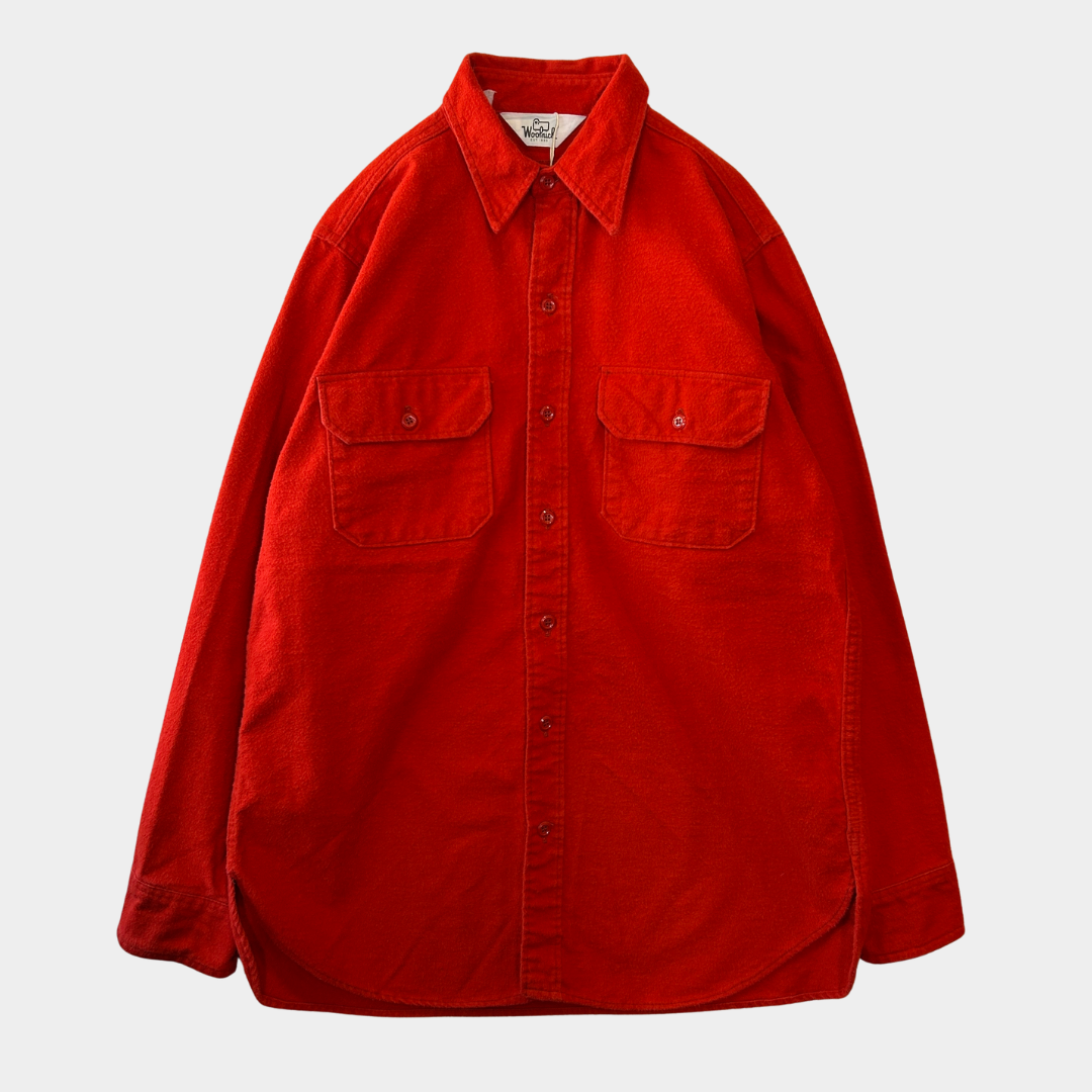 70's Woolrich ウールリッチ シャモアクロスシャツ ネルシャツ 朱色(L)/A8650SH-SO
