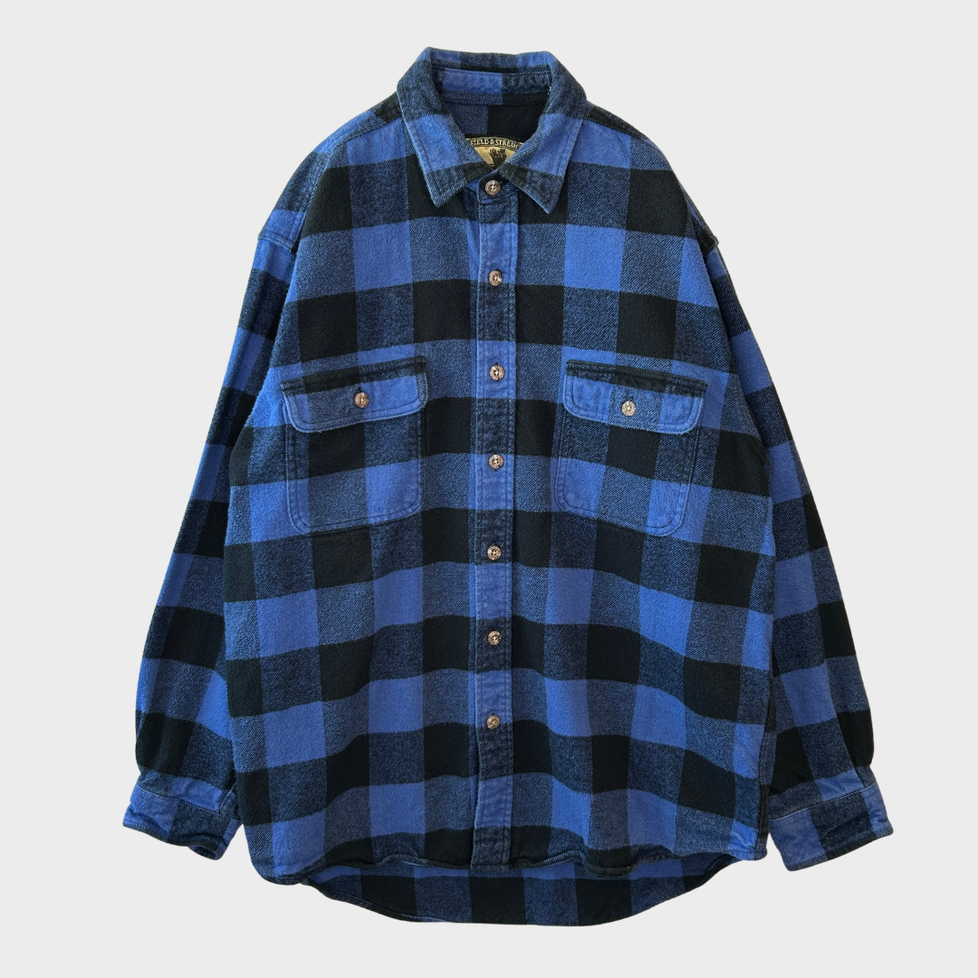 00's FIELD&STREAM フランネルシャツ バッファロー 青 (L)/B2884S-SO