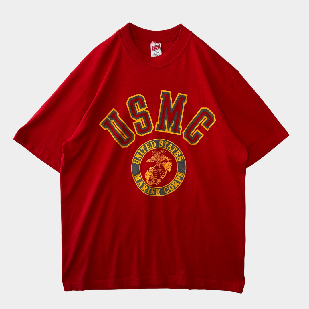 90's SOFFE USMC ミリタリー ロゴTシャツ 赤(L)/A6396T-SO