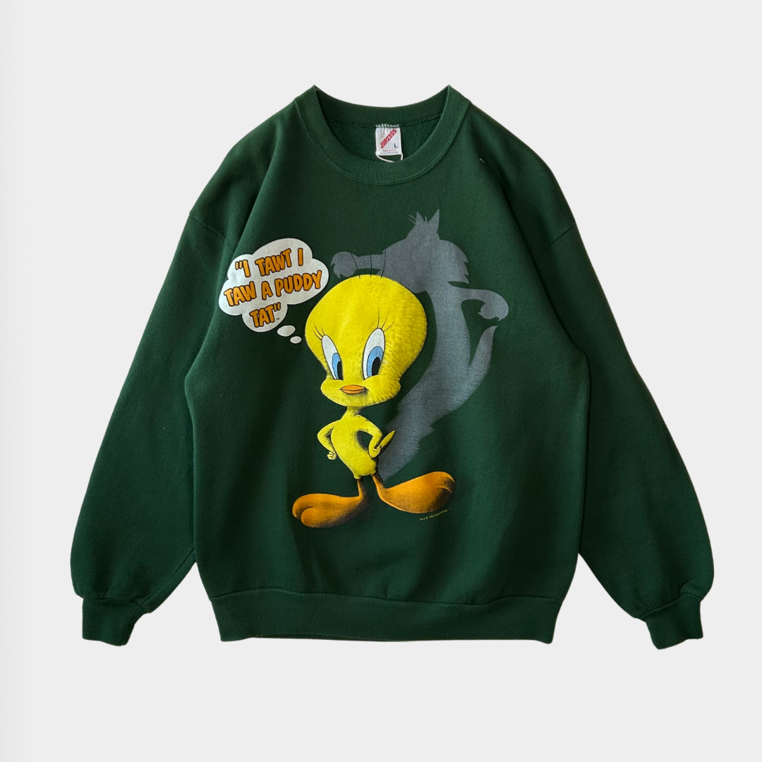 90's JERZEES ルーニー・テューンズ ”TWEETY” キャラクタースウェット (L)/B0541S-SO